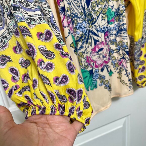 Free People Floral & Paisley Off-Shoulder Bohemian Blouse Size M - Picture 7 of 11